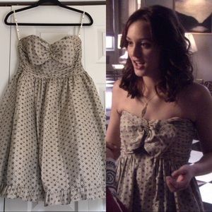 Nanette Lepore Champagne strapless bow dress 6